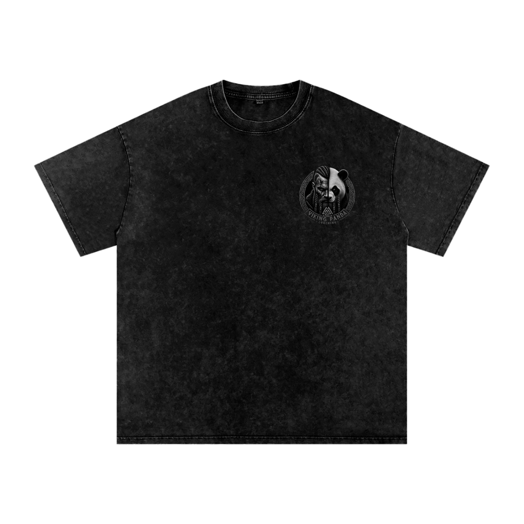 Panda Family. Snow Washed Oversized Cotton T-Shirt